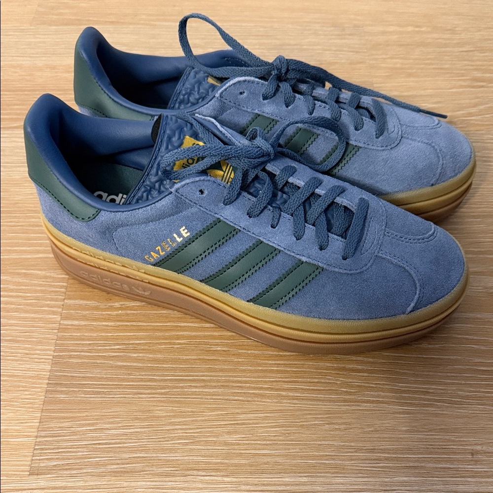 NEW Adidas Women’s Gazelle Bold Blue Suede Sneakers - Picture 3 of 7